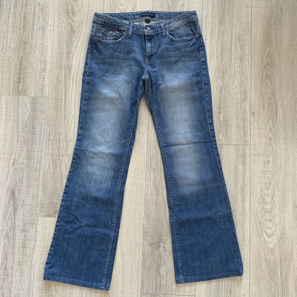 Banana Republic Flare Jeans Blue Denim Flap Pockets Womens Size 29/8